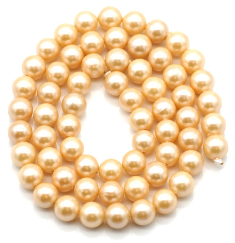 Approx. 16" Strand 6mm Shell Pearl Beads, Light Gold