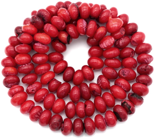 Approx. 16" Strand 6-7mm Bamboo Coral (Dyed) Rondelle Beads