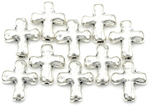 10pc 14x12mm Cross Spacer Beads, Antique Silver