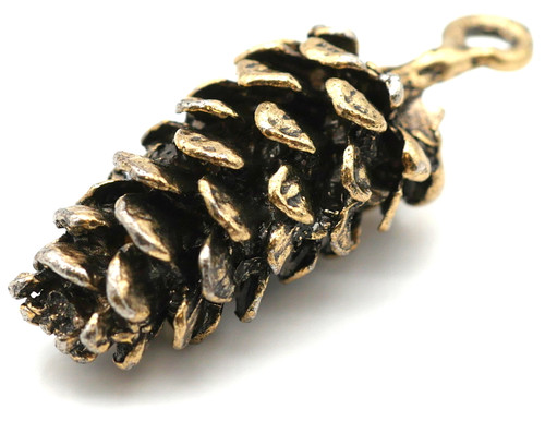 39x15mm 3D Pinecone Pendant, Antique Gold