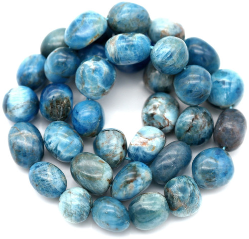 Approx. 15" Strand 10-14mm Apatite Tumbled Nugget Beads