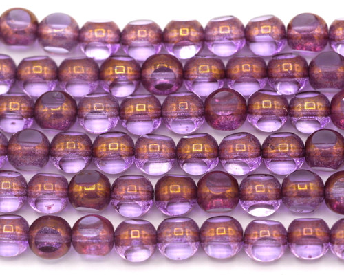 16pc 8mm Czech Table-Cut Glass Window Bead, Rose/Bronze