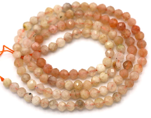 14" Strand 3mm Faceted Strawberry Quartz Shaded Round Beads