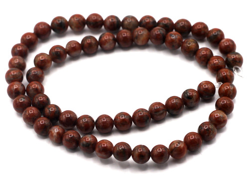 15" 6mm Red Sesame Jasper Round Beads