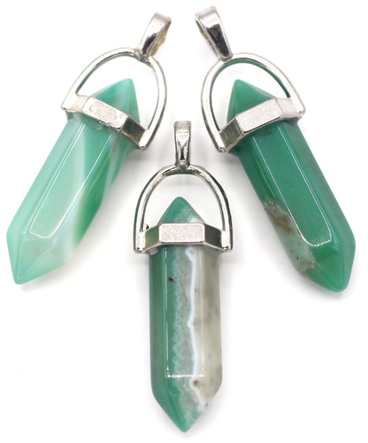 1pc 40mm Agate Point Pendant, Green
