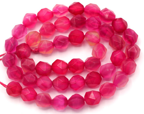 Approx. 15" Strand 8mm English Cut Faceted Agate Round Beads, Pink