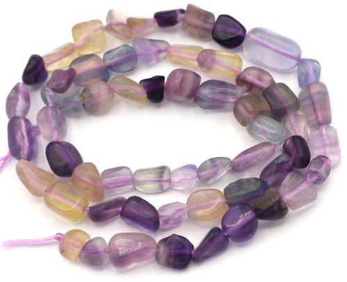 15" Strand Approx. 5-12mm Rainbow Fluorite Nugget Beads