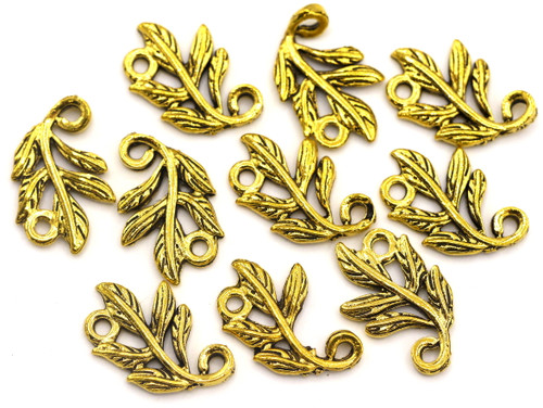 CLEARANCE-- 10pc 15x10x2mm Swirled Leaf Links, Antique Gold (Please Read)