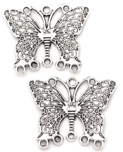 2pc 35x24mm Butterfly Chandelier Links, Antique SIlver