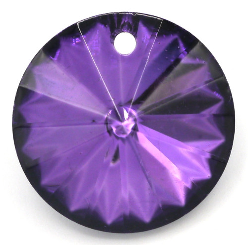 18mm Cut Glass Crystal Rivioli Pendant, Foil-Backed Vivid Violet