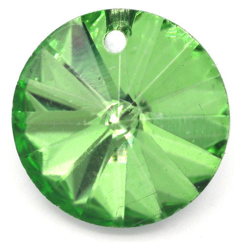 18mm Cut Glass Crystal Rivioli Pendant, Foil-Backed Peridot