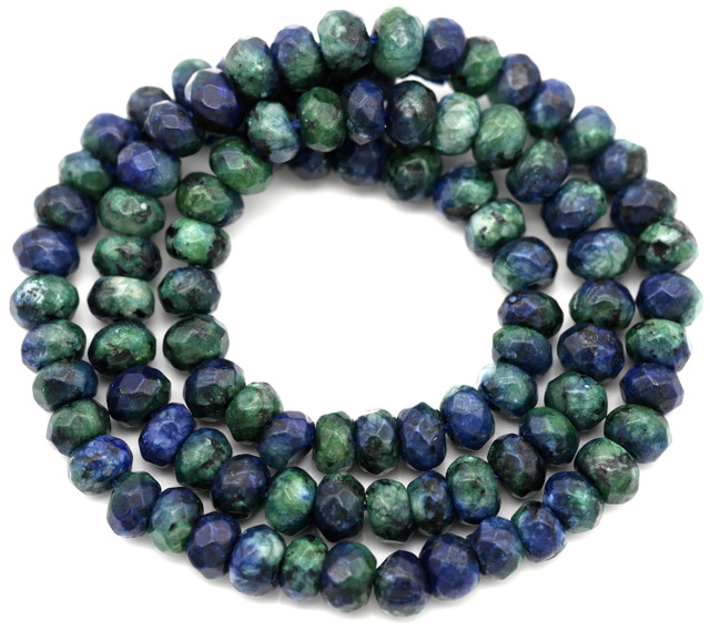 Approx. 15" Strand 6x4mm Sesame Jasper (Dyed) Faceted Rondelle Beads