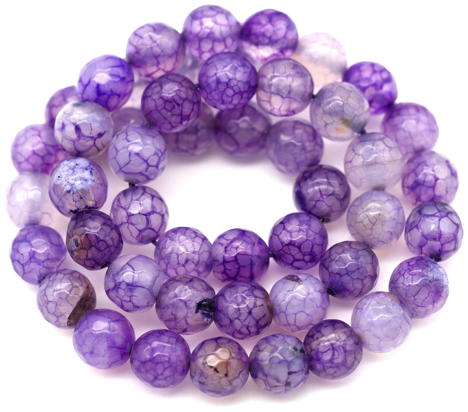Approx. 14.5" Strand 8mm Dragon Veins Agate (Dyed/Heated) Faceted Round