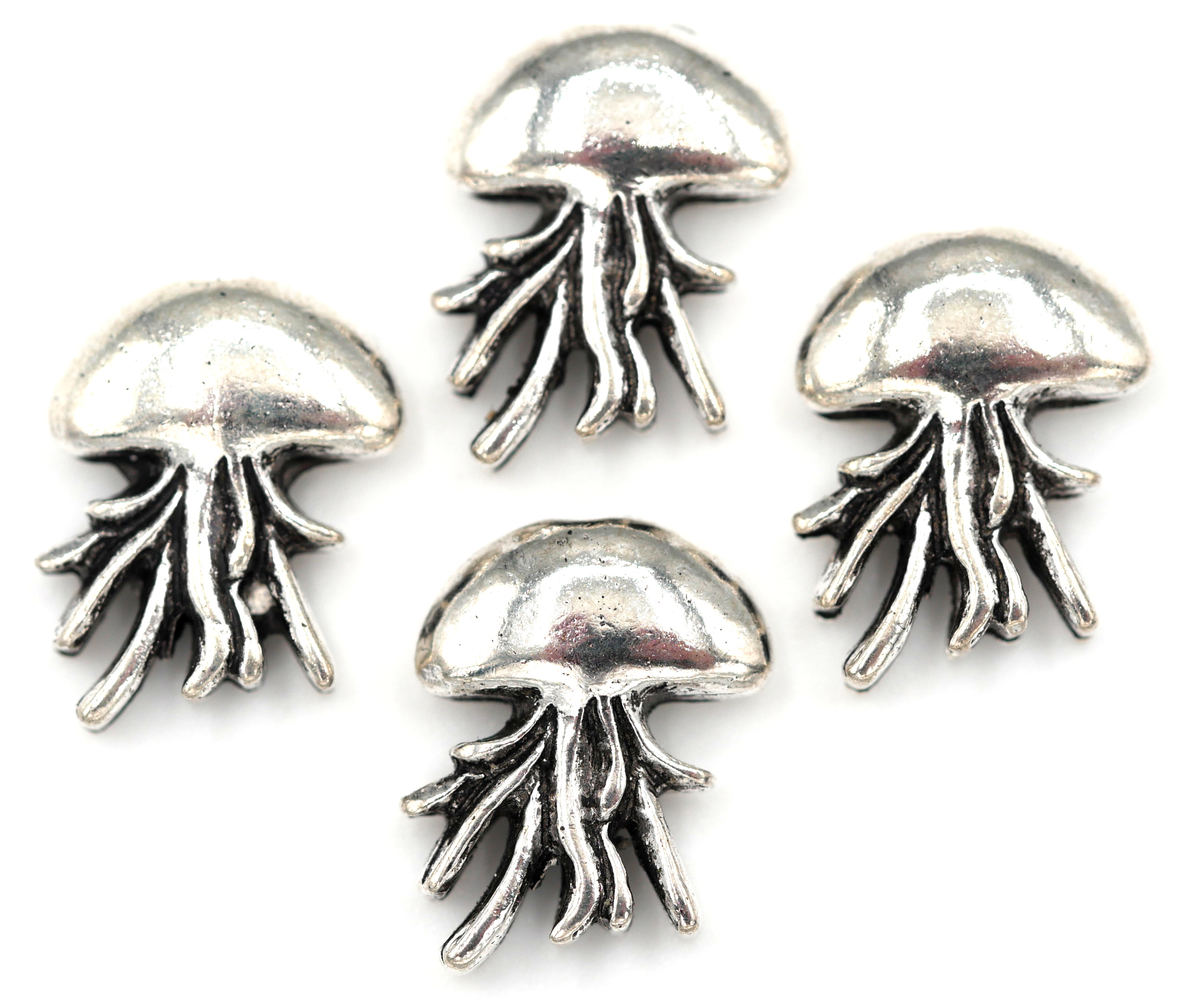 20Pcs Antique Silver Sea Life Animal Jellyfish Spacer Beads Crafts  14.5x11.5mm