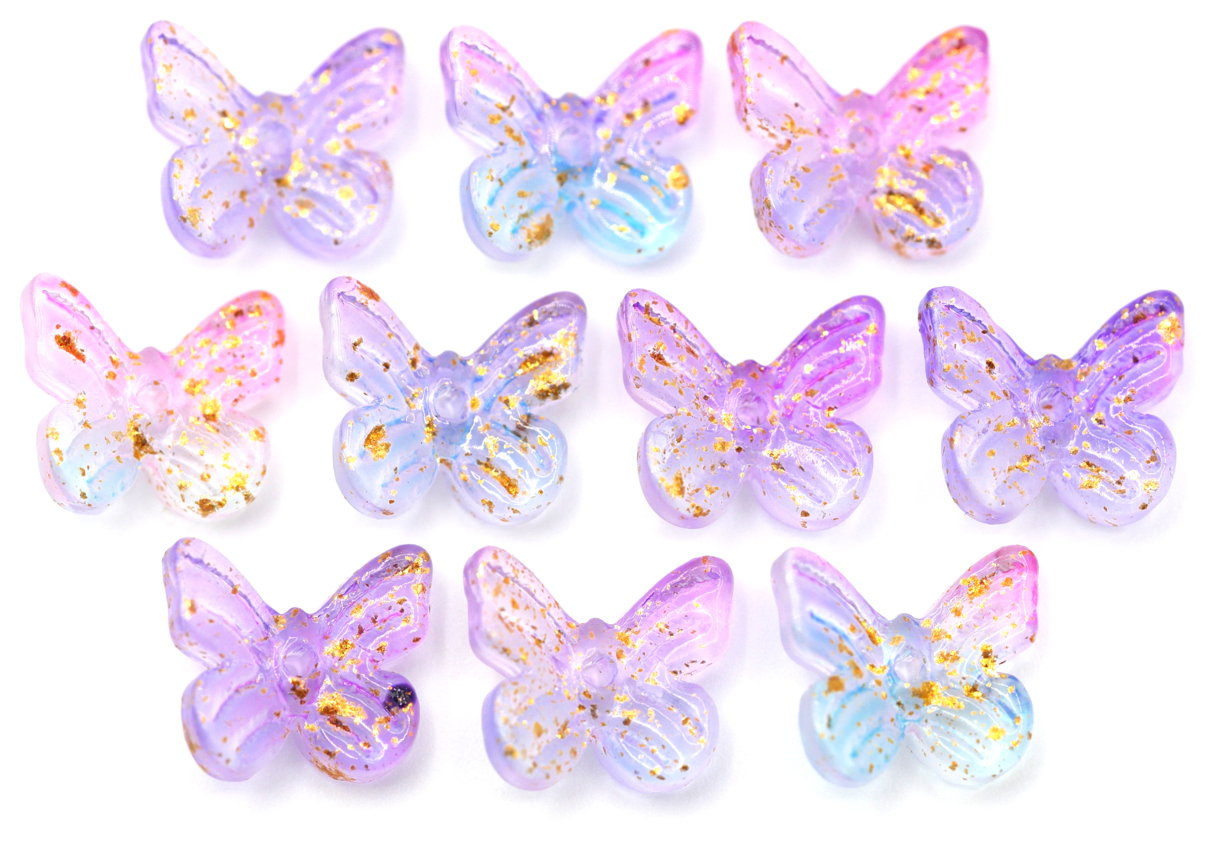 14x20mm Yellow Glass Butterfly Beads-0683-65