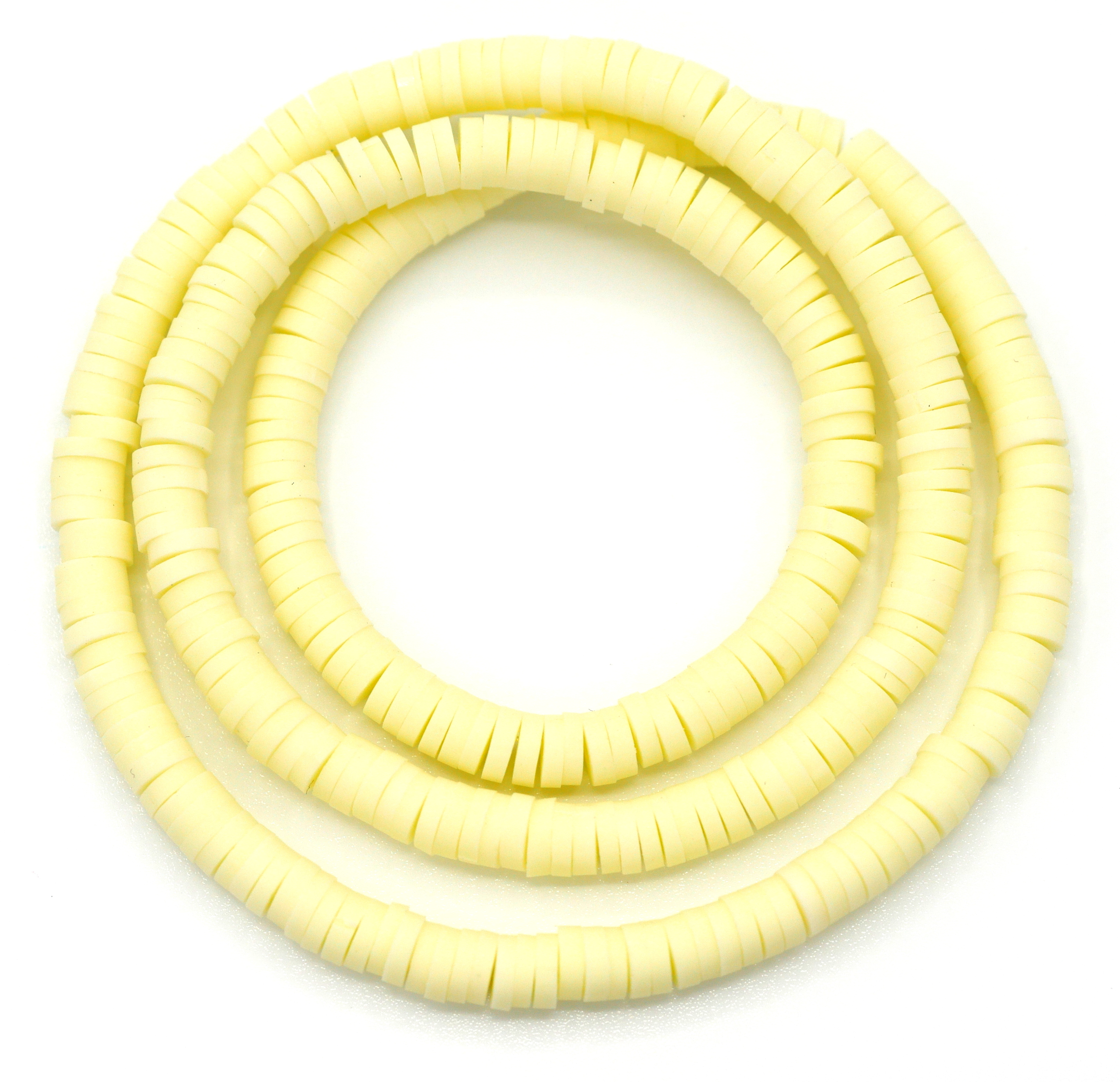 Approx. 15 Strand 4x1mm Polymer Clay Heishe Beads, Pale Yellow - Bead Box  Bargains