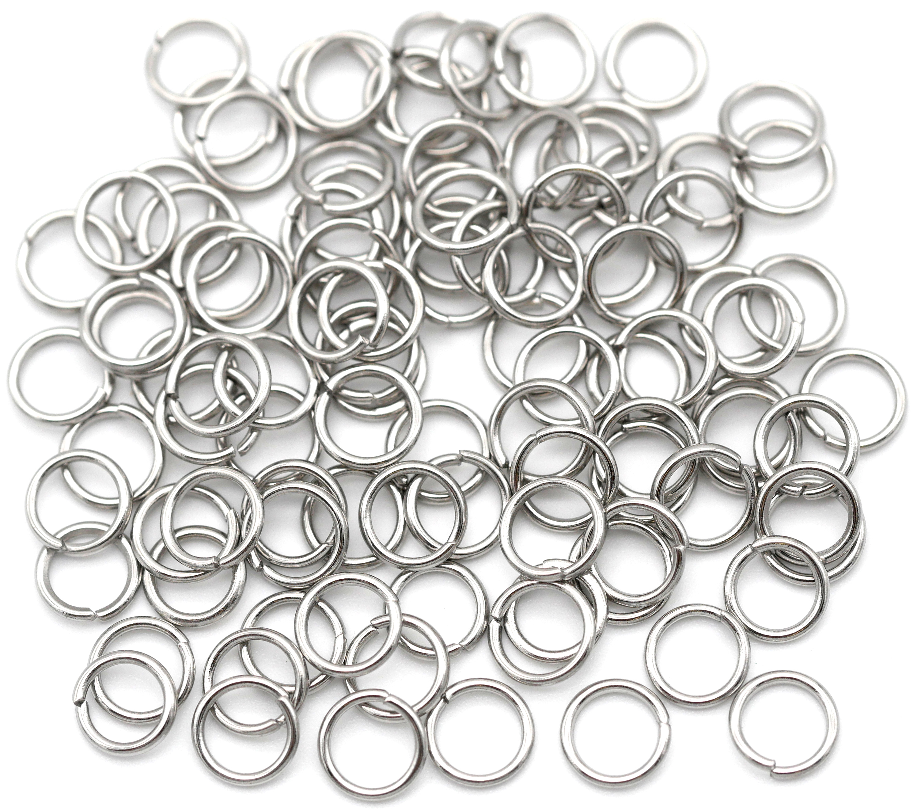 100pc 8mm 20-Gauge Stainless Steel Jump Rings - Bead Box Bargains