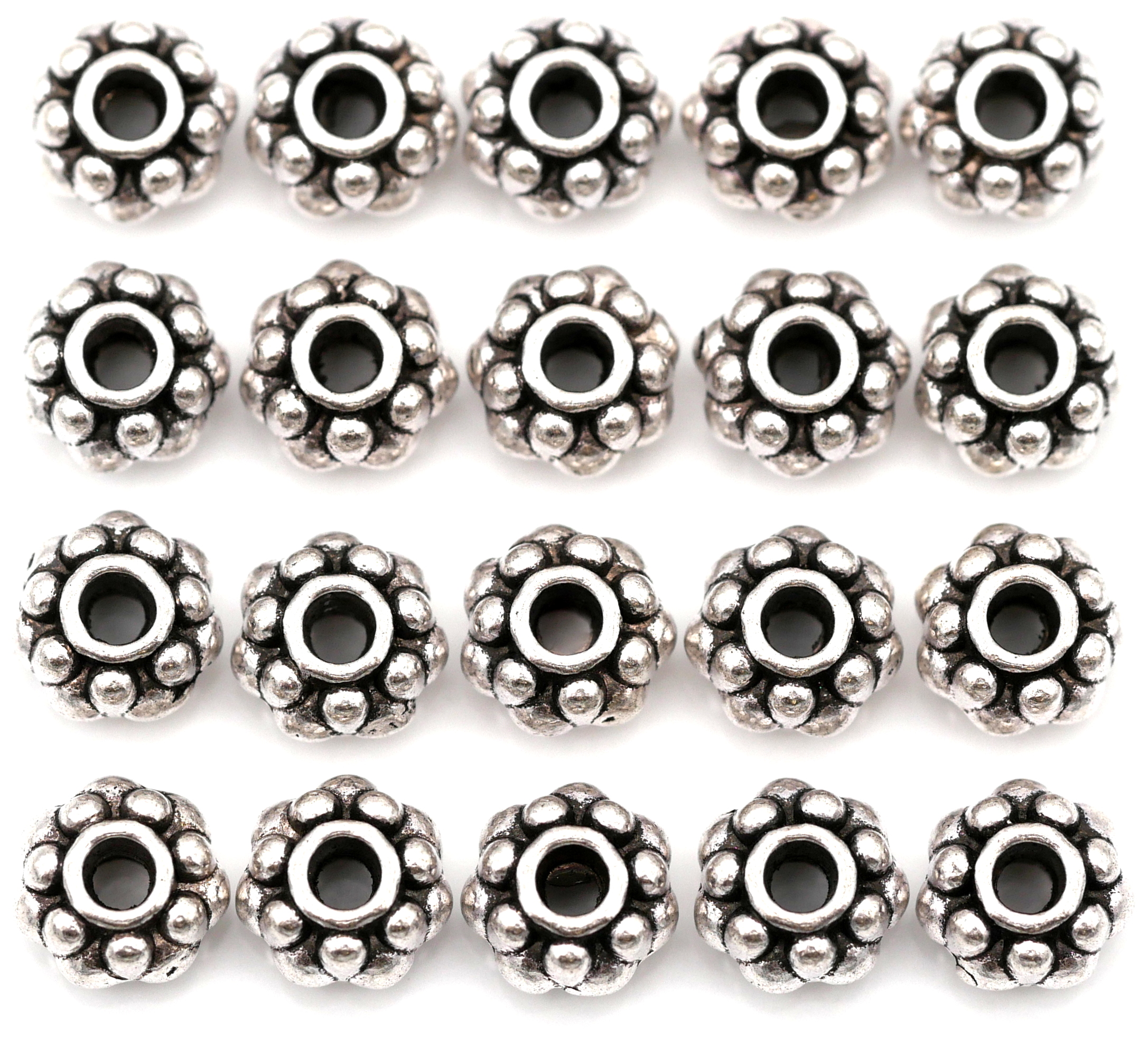 Wafer Rondelle Spacer Beads 10mm Antique Silver 20 per bag-B