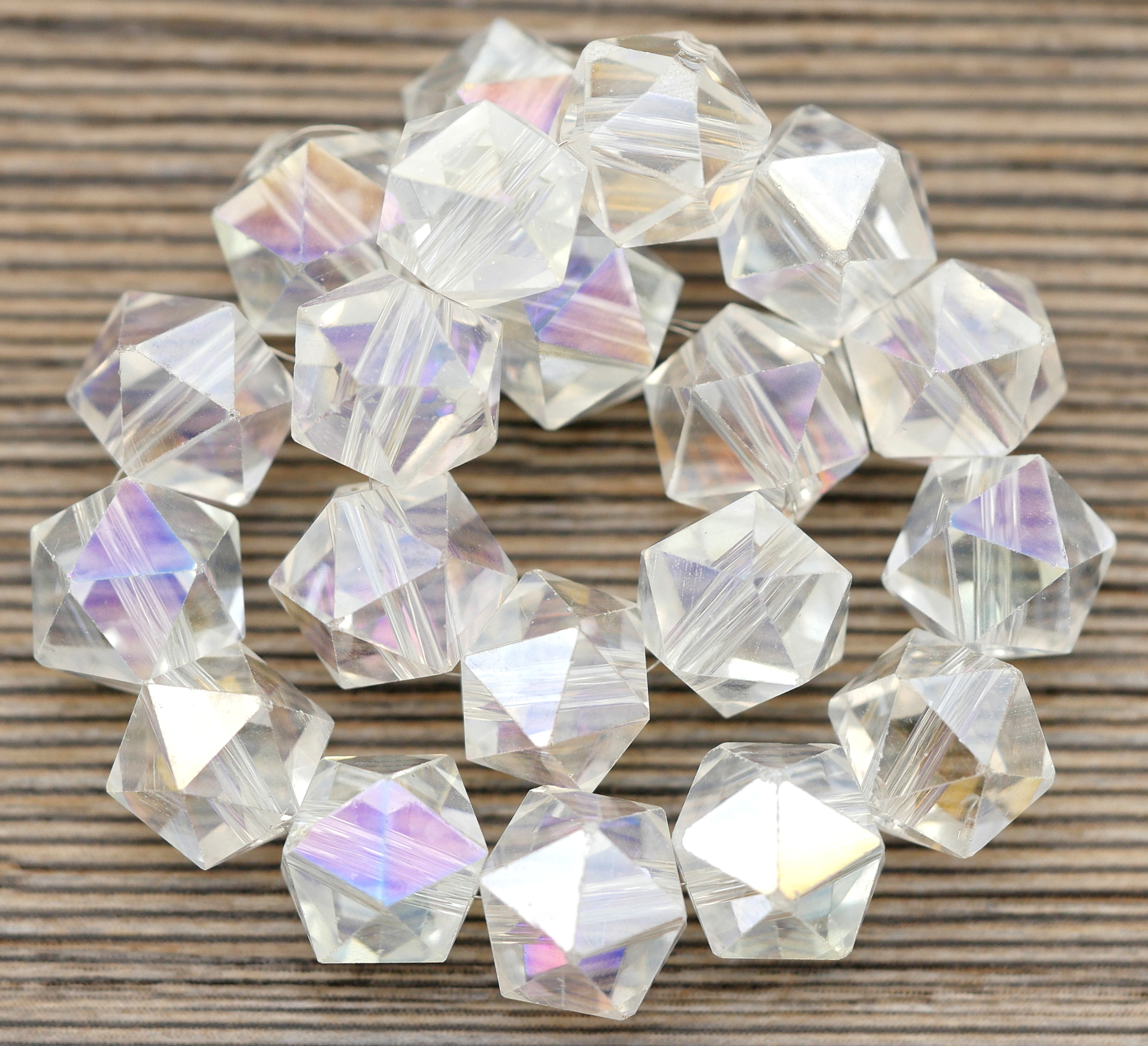20pc Strand 8x10mm English-Cut Crystal Beads in Crystal AB - Bead