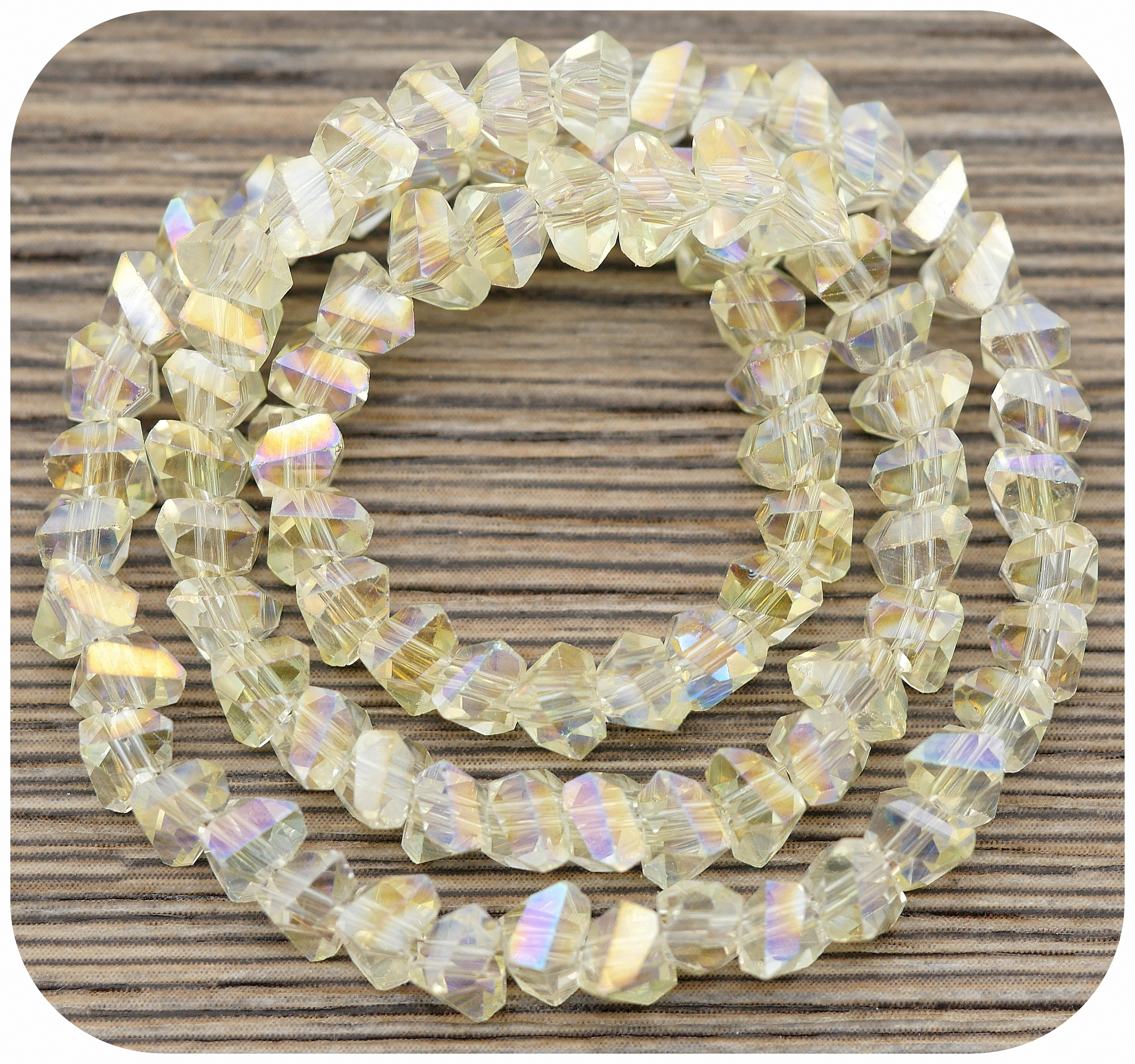 5 Perles Facettes Cristal De Bohème - 12mm, Couleur Jonquille - Pour Création De Bijoux