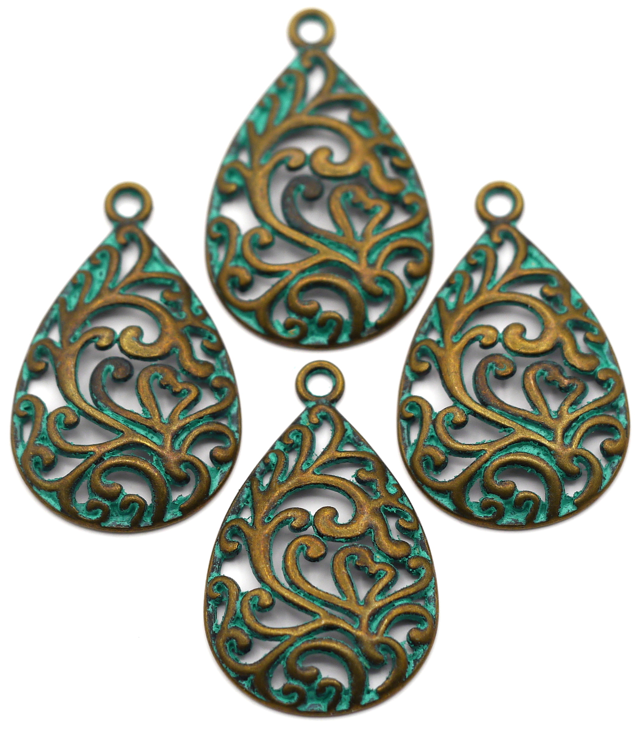 20 Pcs Vintage Style Antiqued Leaf Metal Bead Charms - Bronze Color - Bulk Wholesale