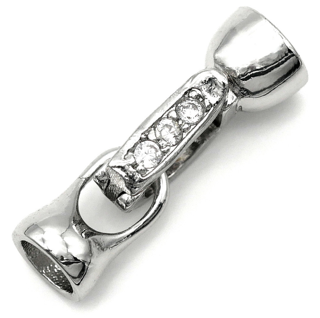 アクセサリー Kisaragi 18x7mm Platinum-Plated Brass & Cubic Zirconia Fold-Over Clasp