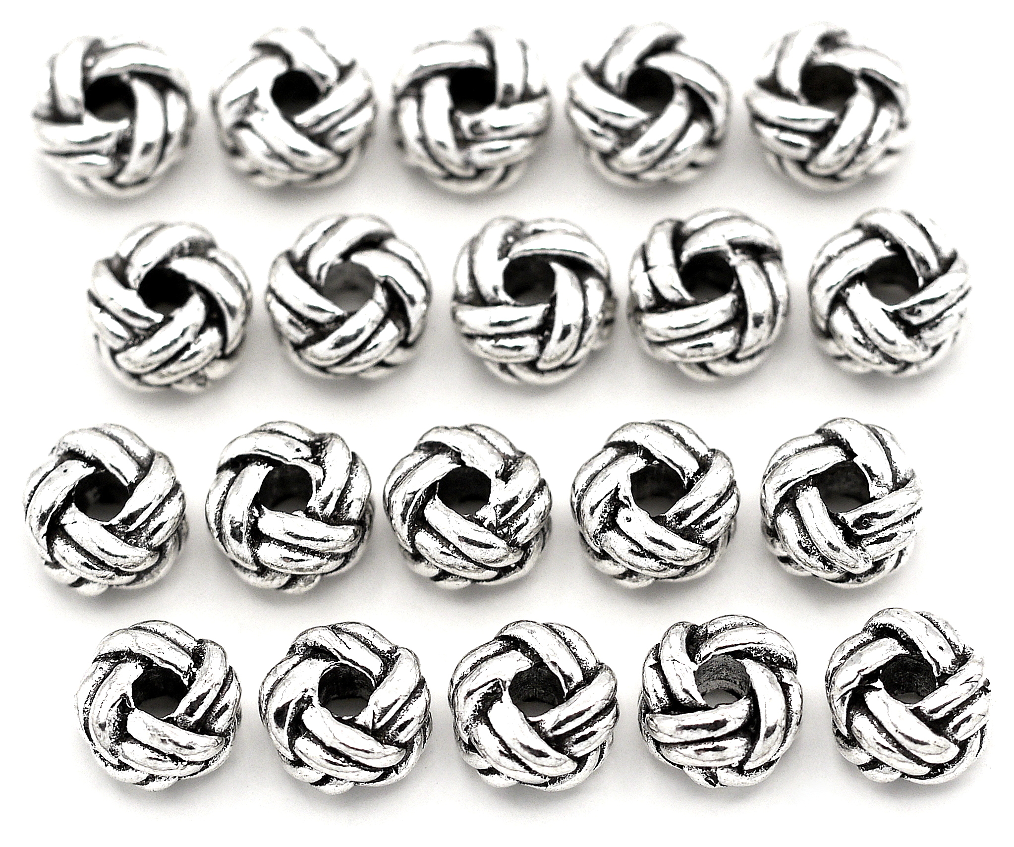 20pc 5x8mm Woven Spacer Beads, Antique Silver - Bead Box Bargains