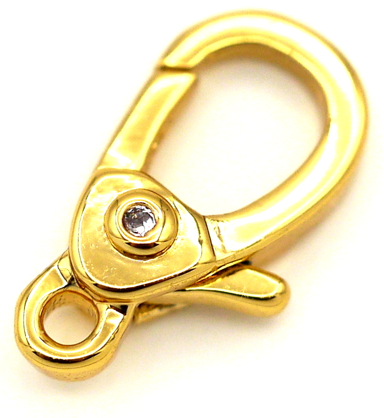 11x6mm 18k Gold-Plated Brass & Cubic Zirconia Lobster Claw Clasp