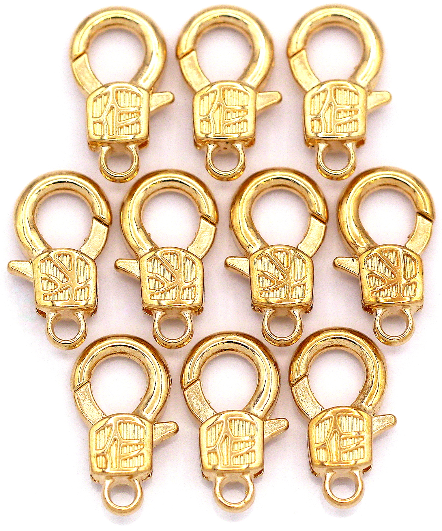 10pc 17x9mm Lobster Claw Clasp, Light Gold - Bead Box Bargains