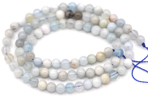 Natural Aquamarine Round Loose Beads - 15 Strands, Choose Size 4mm To 12mm 9 thumbnail image