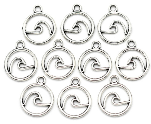 Rolling Waves Charms - Stainless Steel - 10 pack main image 1