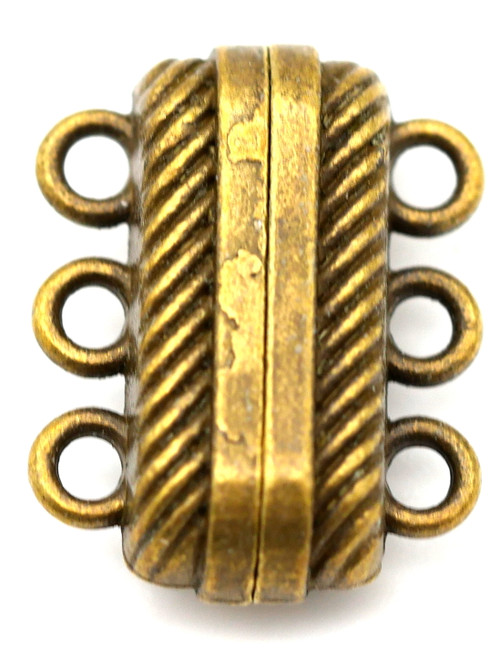 18x14mm Triple-Strand Rope-Accent Magnetic Clasp, Antique Bronze - Bead ...