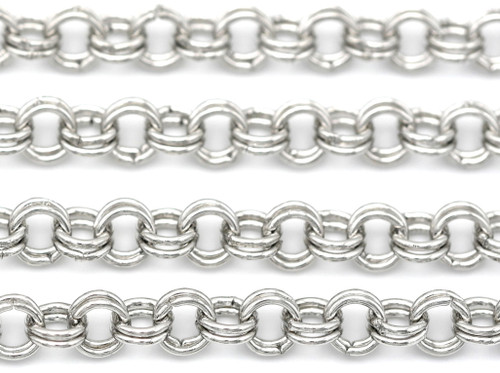 1 Meter 4mm Steel Double-Link Rolo Jewelry Chain, Antique Silver - Bead ...