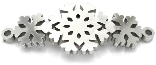 28x11mm Stainless Steel Laser-Cut Triple Snowflake Link - Bead Box Bargains