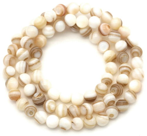 Approx. 14.5" Strand 5mm Freshwater Shell Round Beads