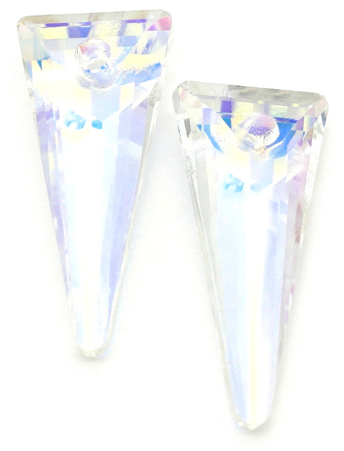 2pc 18x8mm Faceted Crystal Triangle Beads, Crystal AB