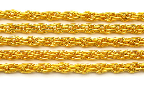 1 Meter 3x2mm Steel Rope Jewelry Chain, Gold - Bead Box Bargains