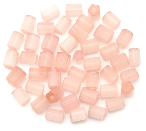 Vintage Glass Cane Beads - Light Siam Ruby AB, 6x4mm Pentagon Shape, Czech