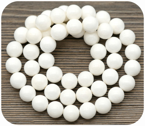 Approx. 16" Strand 8mm White Freshwater Shell (Bleached) Round Beads ...