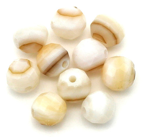 10pc 4mm Freshwater Shell Faceted Round Beads - Bead Box Bargains