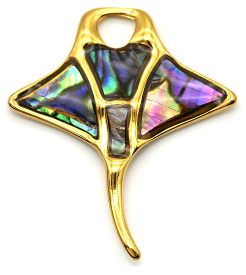 29x26mm 18k Gold-Plated Stainless Steel & Abalone Shell (Assembled ...