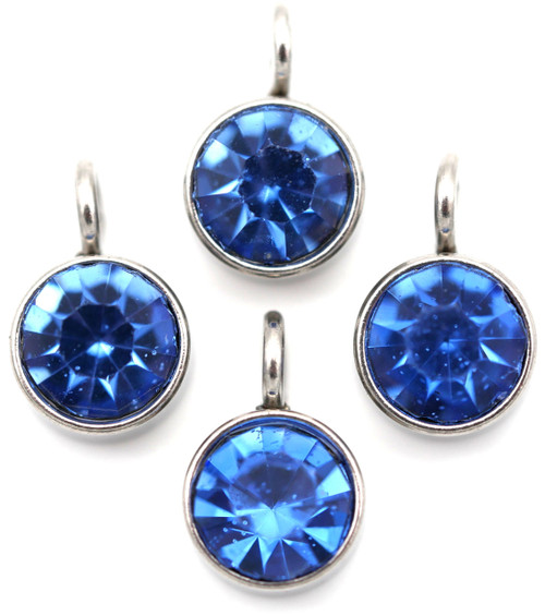 4pc 9x6mm Stainless Steel & Crystal Rhinestone Birthstone Drops, March ...