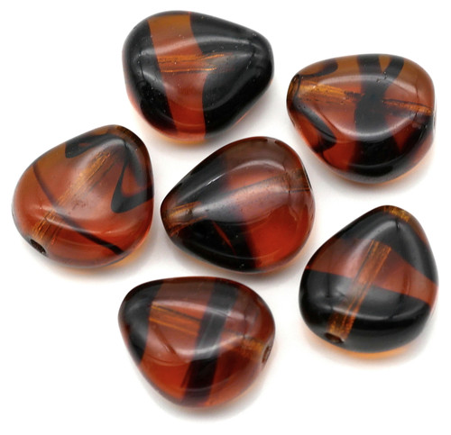 6pc 12x11mm Czech Pressed Glass Chunky Triangle Beads, Tortoiseshell ...