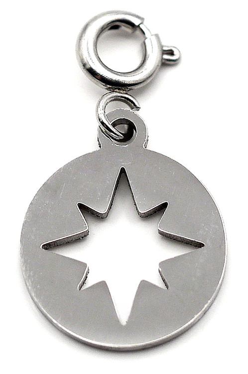 14x12mm Stainless Steel Star Laser-Cut Charm w/Spring Ring  display picture 1