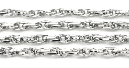 1 Meter of 6.6x4.2mm Double Rope Steel Jewelry Chain, Antique Silver ...