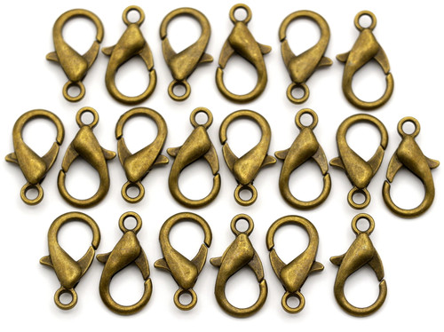 20pc 21x12mm Lobster Claw Clasps, Antique Bronze - Bead Box Bargains