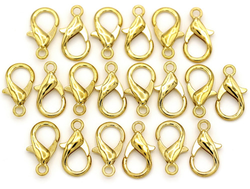 20pc 21x12mm Lobster Claw Clasps, Light Gold - Bead Box Bargains