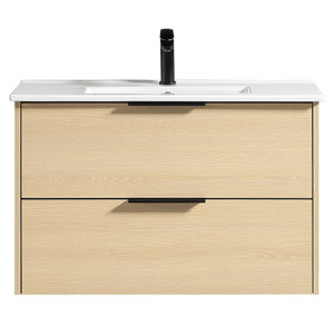 Nova Wall Vanity with Ceramic Top 800mm - Natural Oak