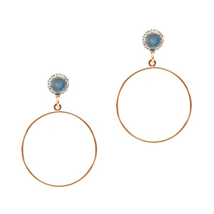 CZ glass wire hoop earring fishhook 1" drop