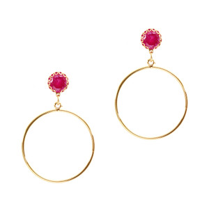 CZ glass wire hoop earring fishhook 1" drop